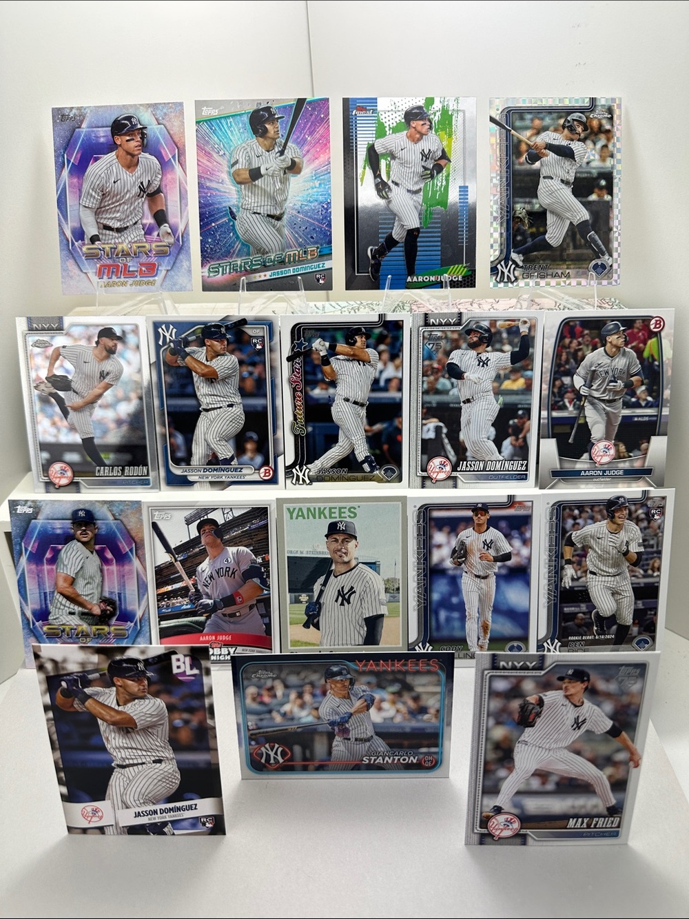 3 Jasson Dominguez Yankees Rookies + Aaron Judge/Rodon/Trent Grisham Xfractor